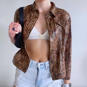 Ruby Road Vintage Brown Snakeskin Print Jacket